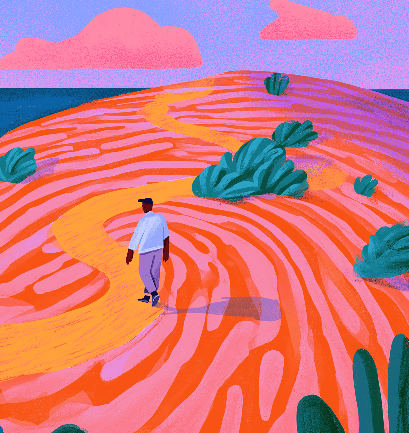 Abstract illustration of a path through a fingerprint landscape
